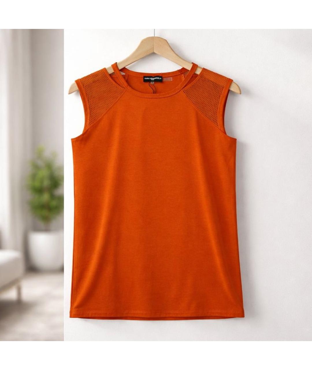 KARL LAGERFELD Оранжевая хлопко-эластановая майка, фото 7