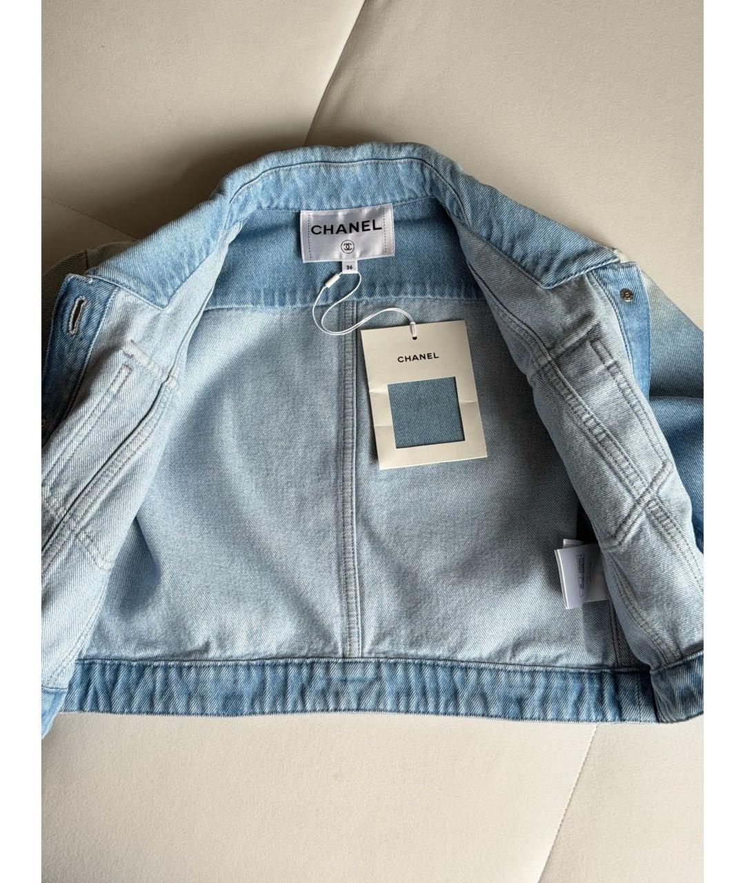 CHANEL Голубой деним жакет/пиджак, фото 4