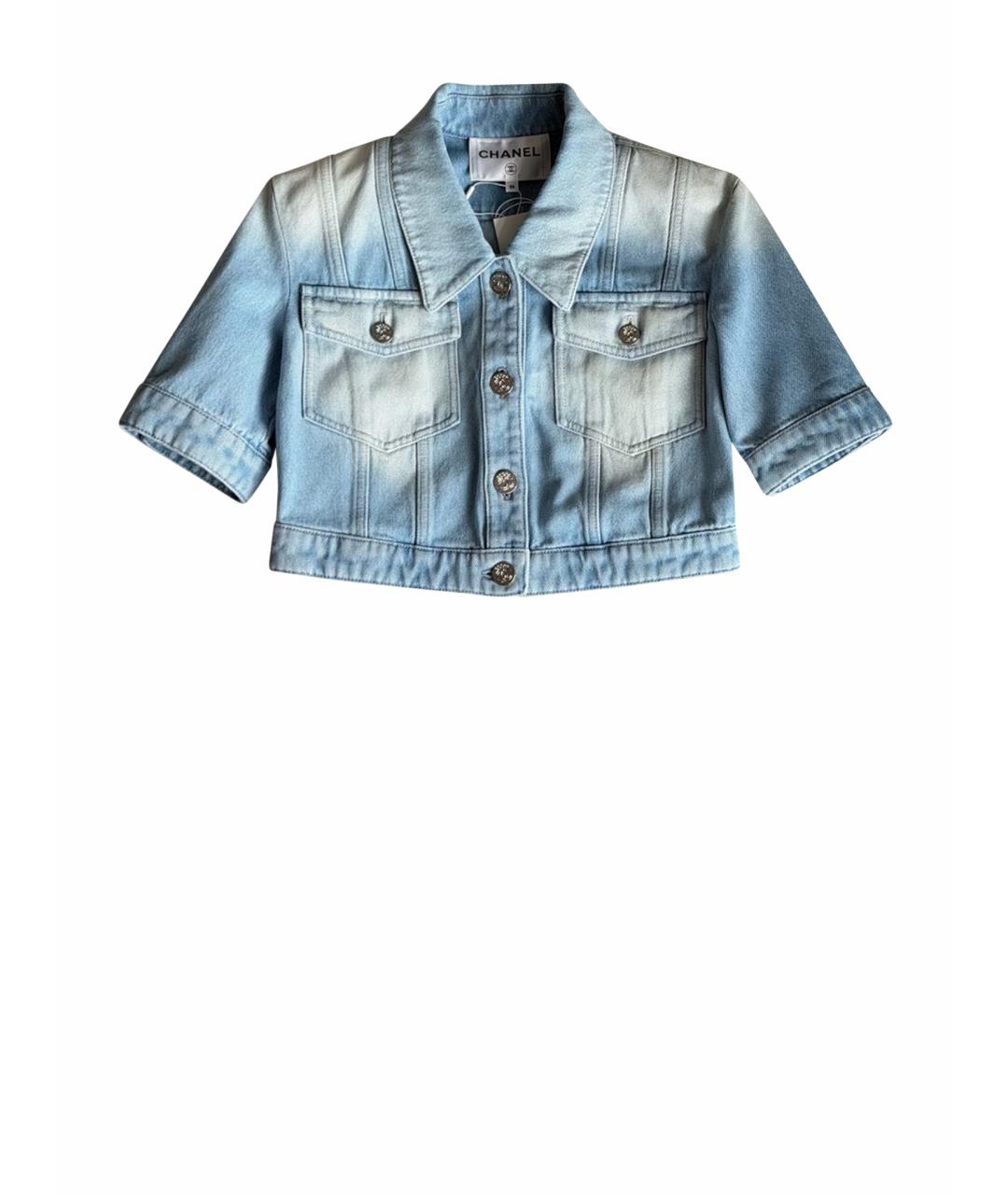 CHANEL Голубой деним жакет/пиджак, фото 1