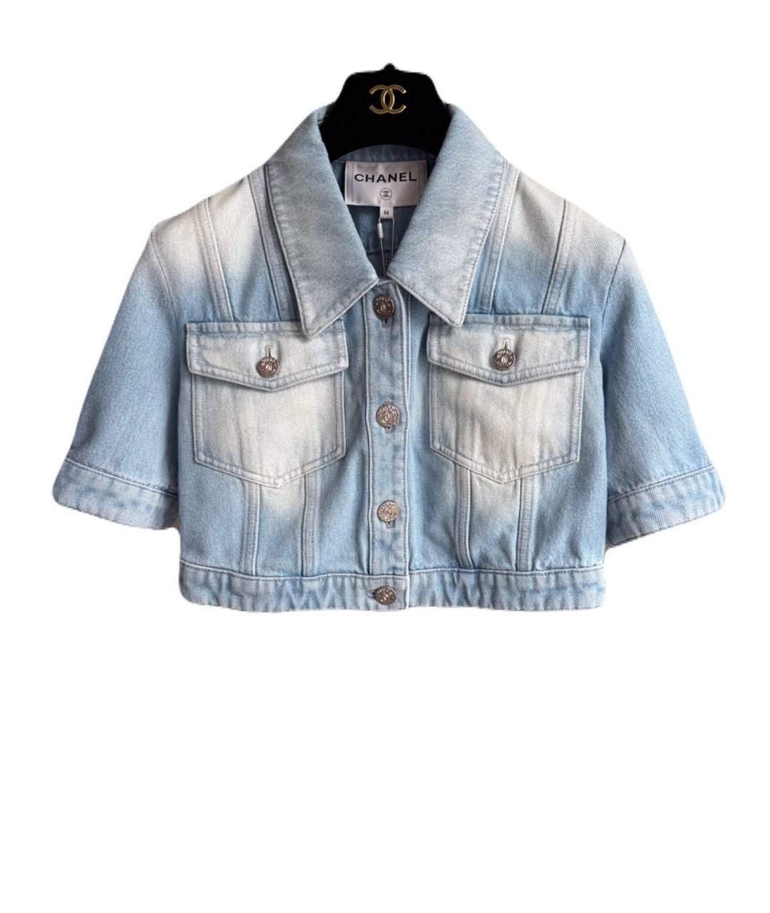 CHANEL Голубой деним жакет/пиджак, фото 6