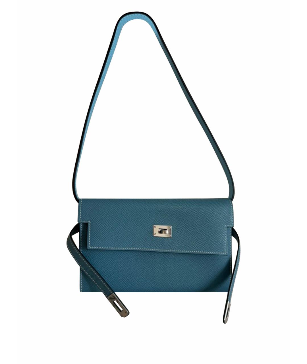 HERMES Голубая кожаная сумка через плечо, фото 1