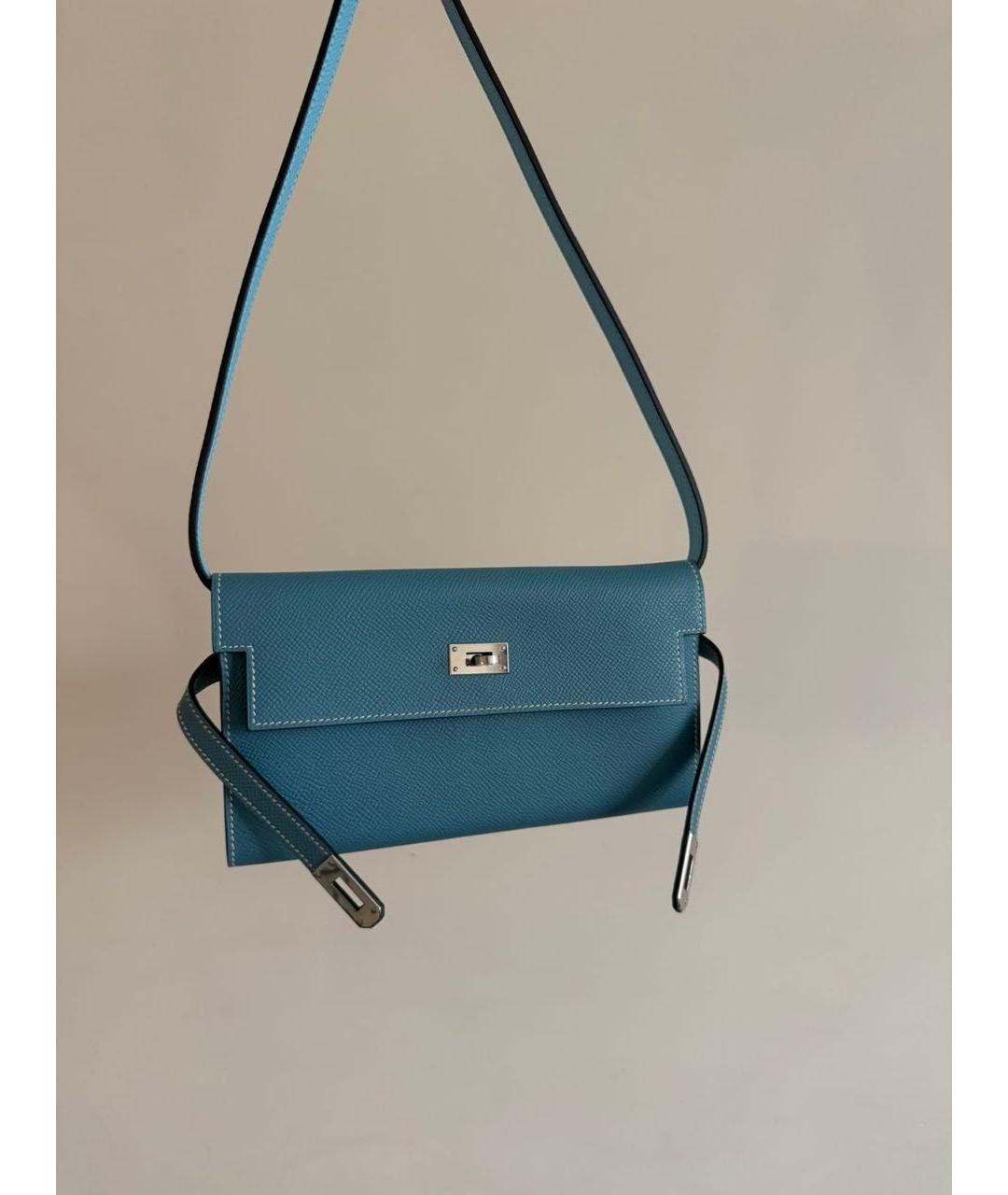 HERMES Голубая кожаная сумка через плечо, фото 4