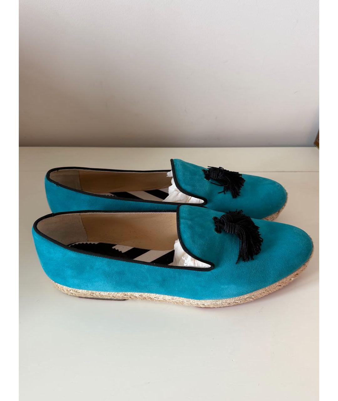 CHRISTIAN LOUBOUTIN Бирюзовые замшевые эспадрильи, фото 5