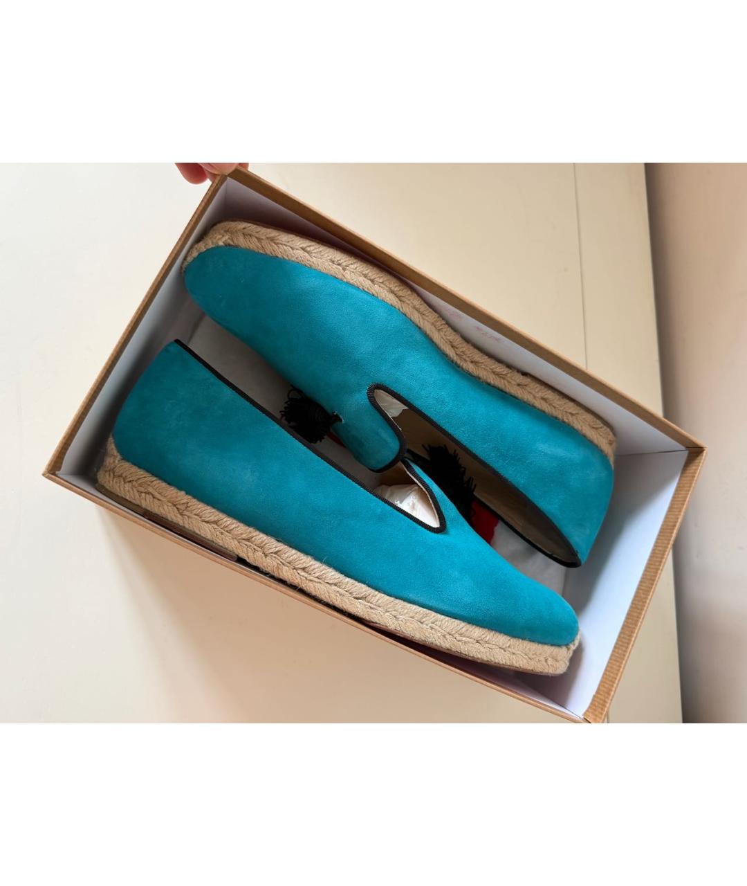CHRISTIAN LOUBOUTIN Бирюзовые замшевые эспадрильи, фото 4