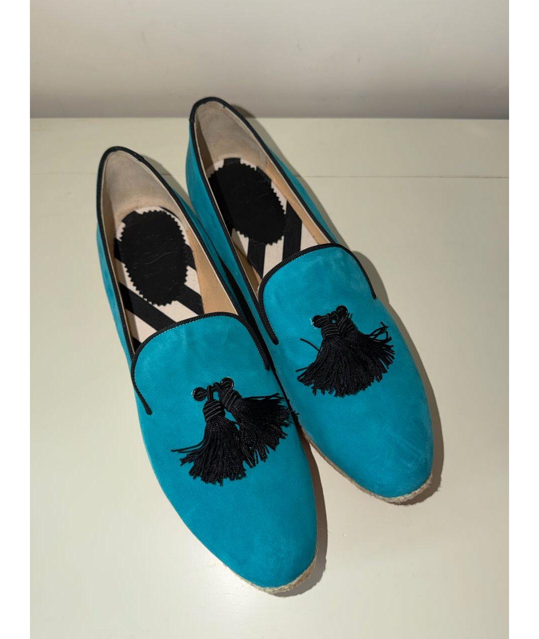CHRISTIAN LOUBOUTIN Бирюзовые замшевые эспадрильи, фото 2