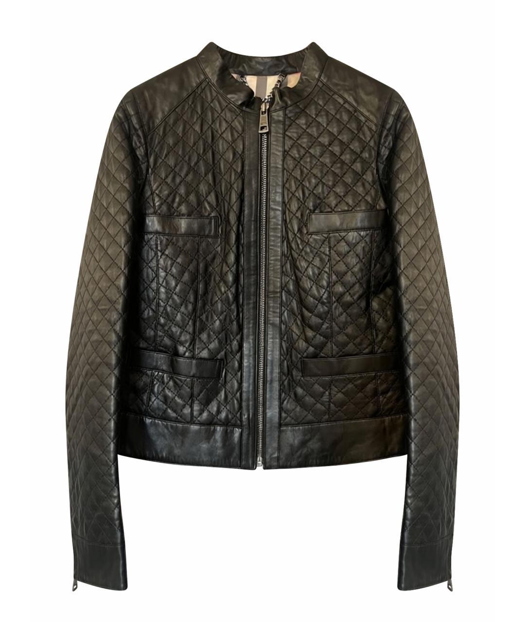 BURBERRY Черная кожаная куртка, фото 1