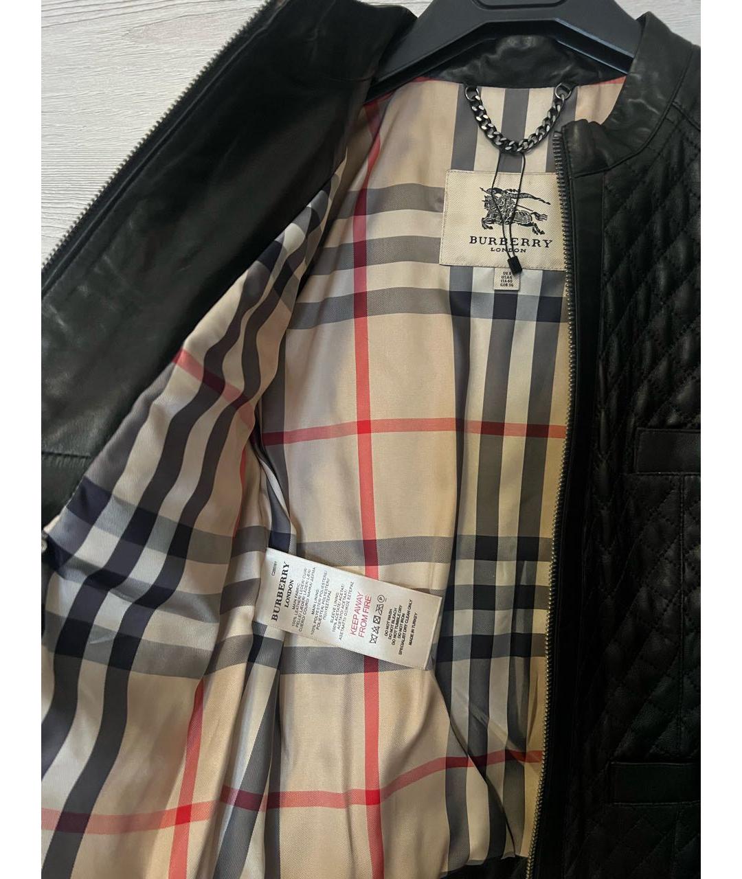 BURBERRY Черная кожаная куртка, фото 3