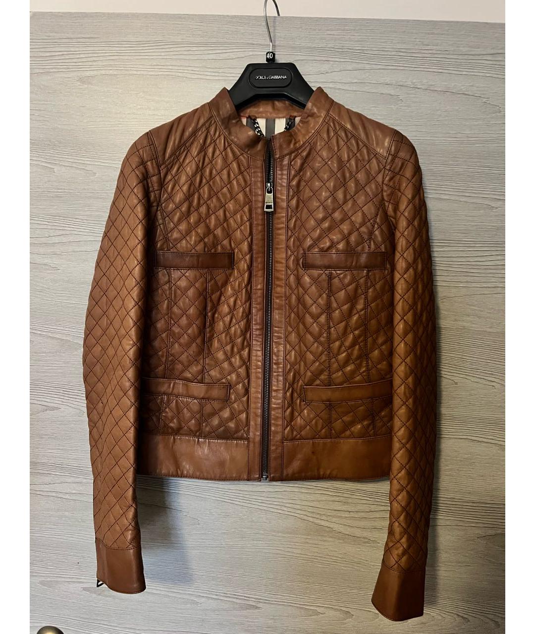 BURBERRY Коричневая кожаная куртка, фото 5