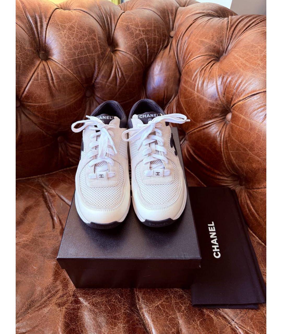 CHANEL Белые кожаные кроссовки, фото 8