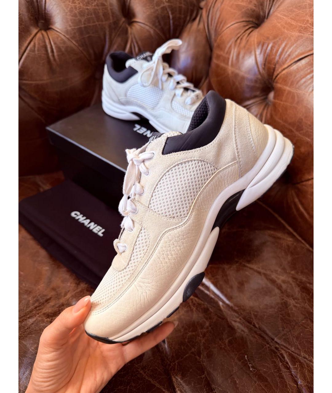 CHANEL Белые кожаные кроссовки, фото 6