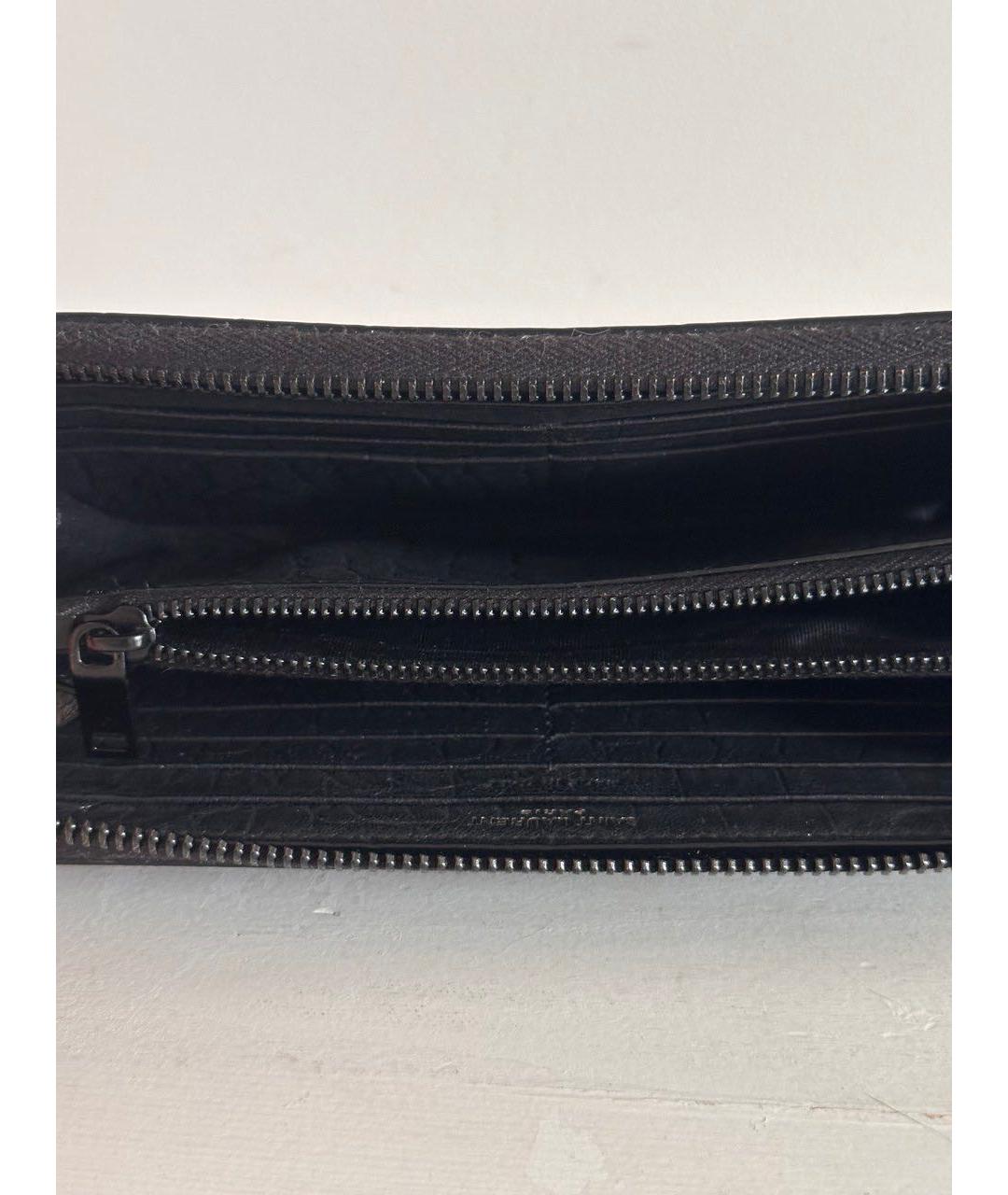 SAINT LAURENT Черный кожаный кошелек, фото 3