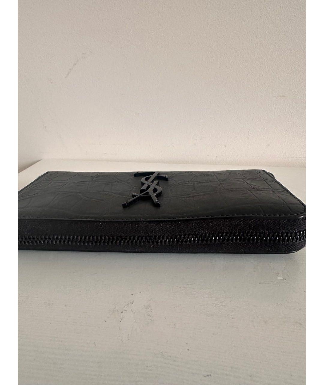 SAINT LAURENT Черный кожаный кошелек, фото 4