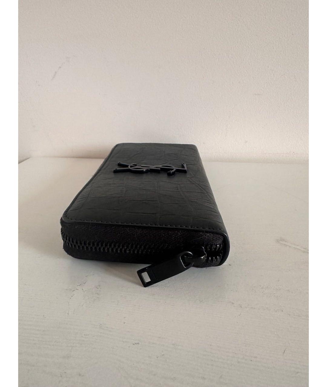 SAINT LAURENT Черный кожаный кошелек, фото 5