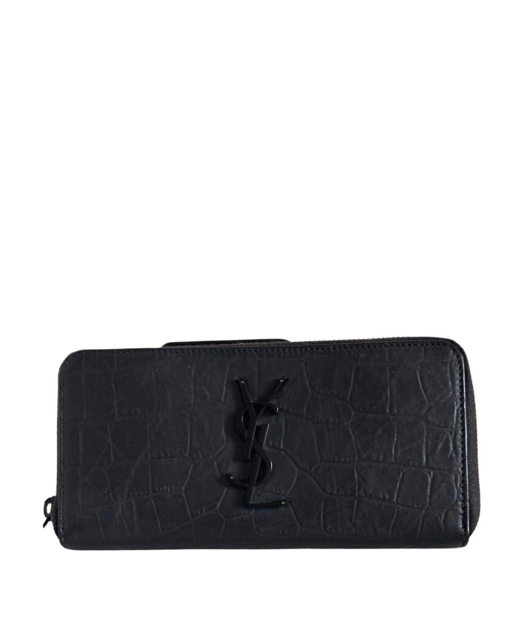 SAINT LAURENT Черный кожаный кошелек, фото 1