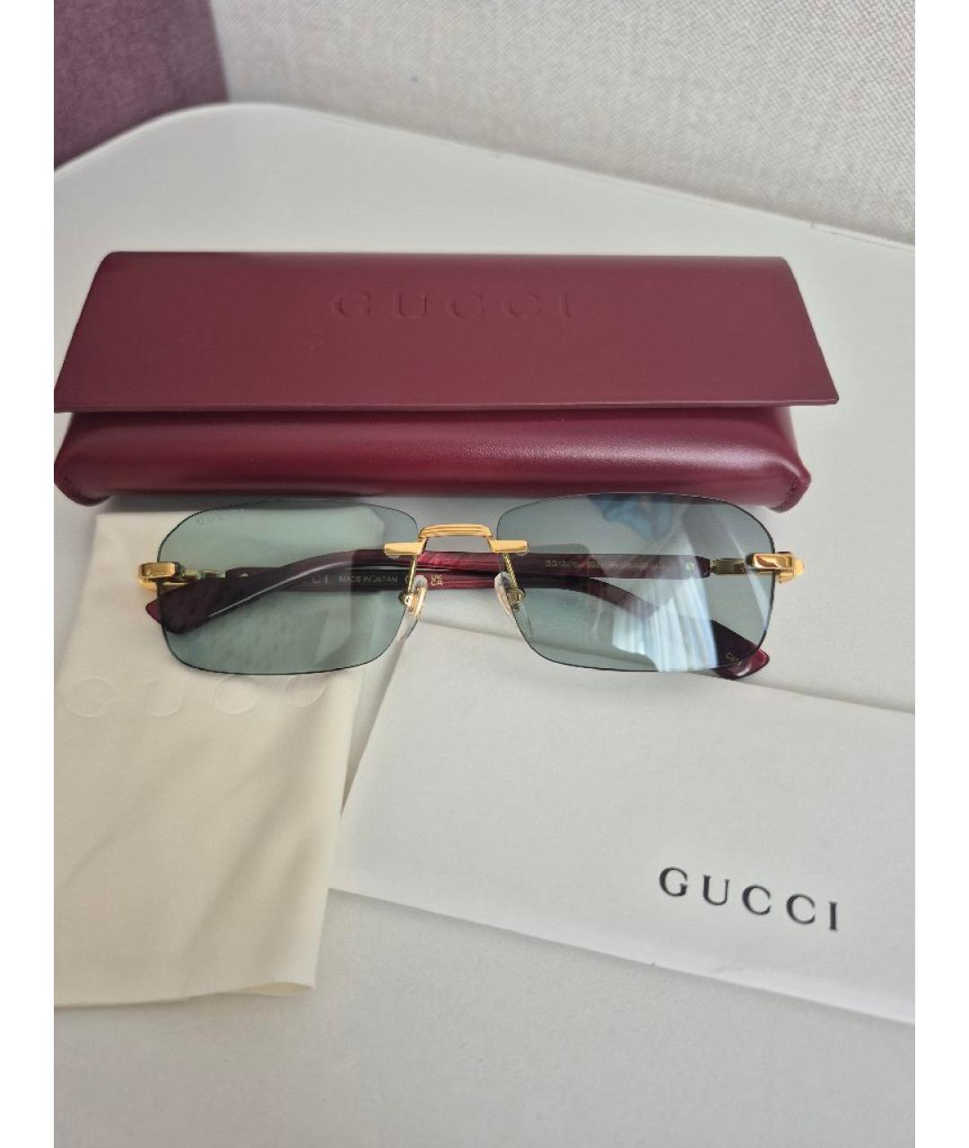 GUCCI Голубые металлические солнцезащитные очки, фото 3