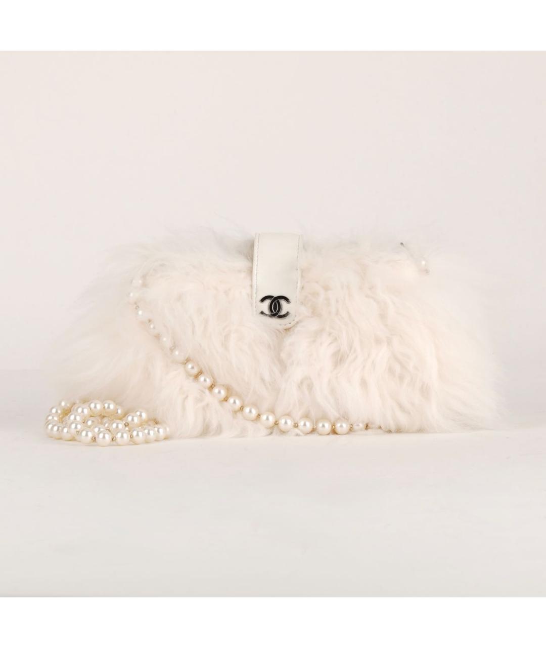 CHANEL Белая меховая сумка через плечо, фото 9