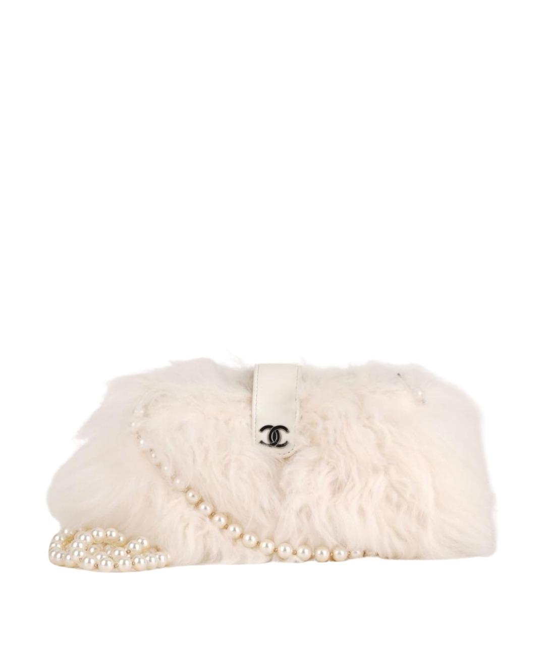 CHANEL Белая меховая сумка через плечо, фото 1