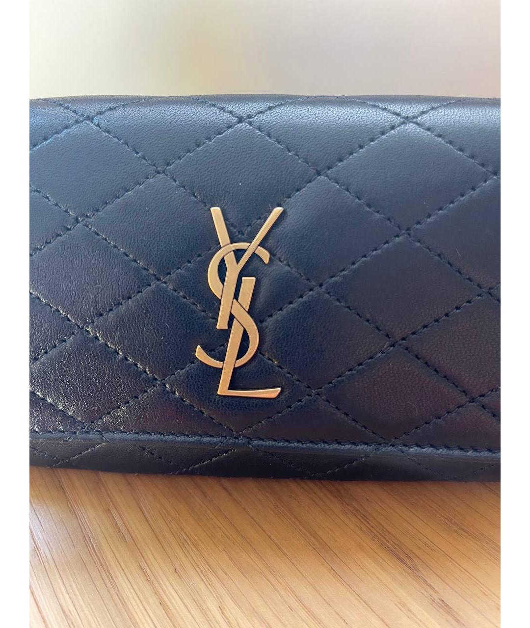 SAINT LAURENT Черная кожаная сумка через плечо, фото 3