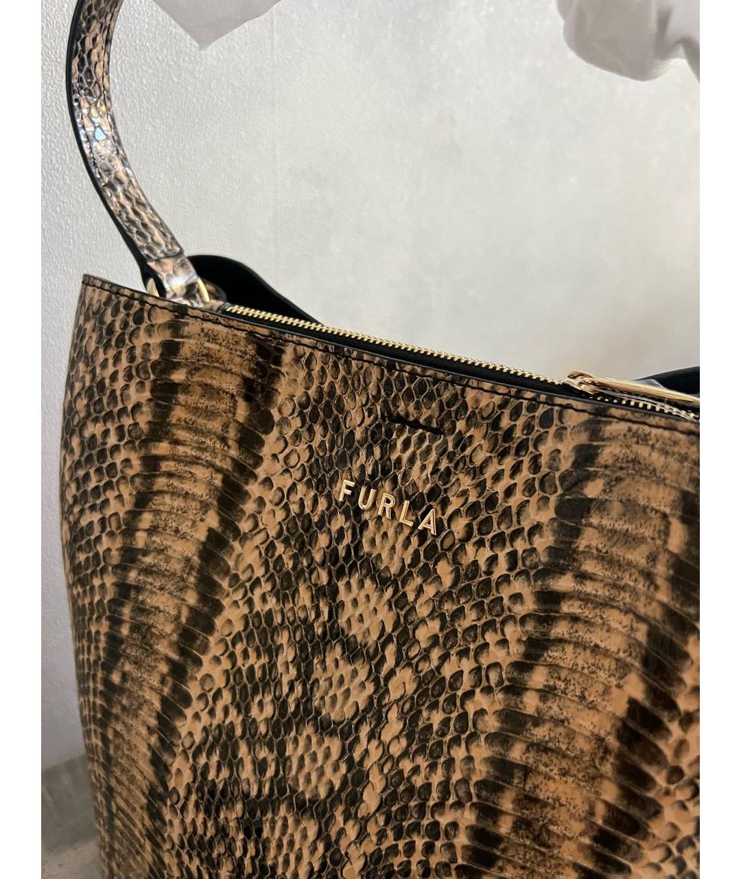 FURLA Коричневая кожаная сумка тоут, фото 5