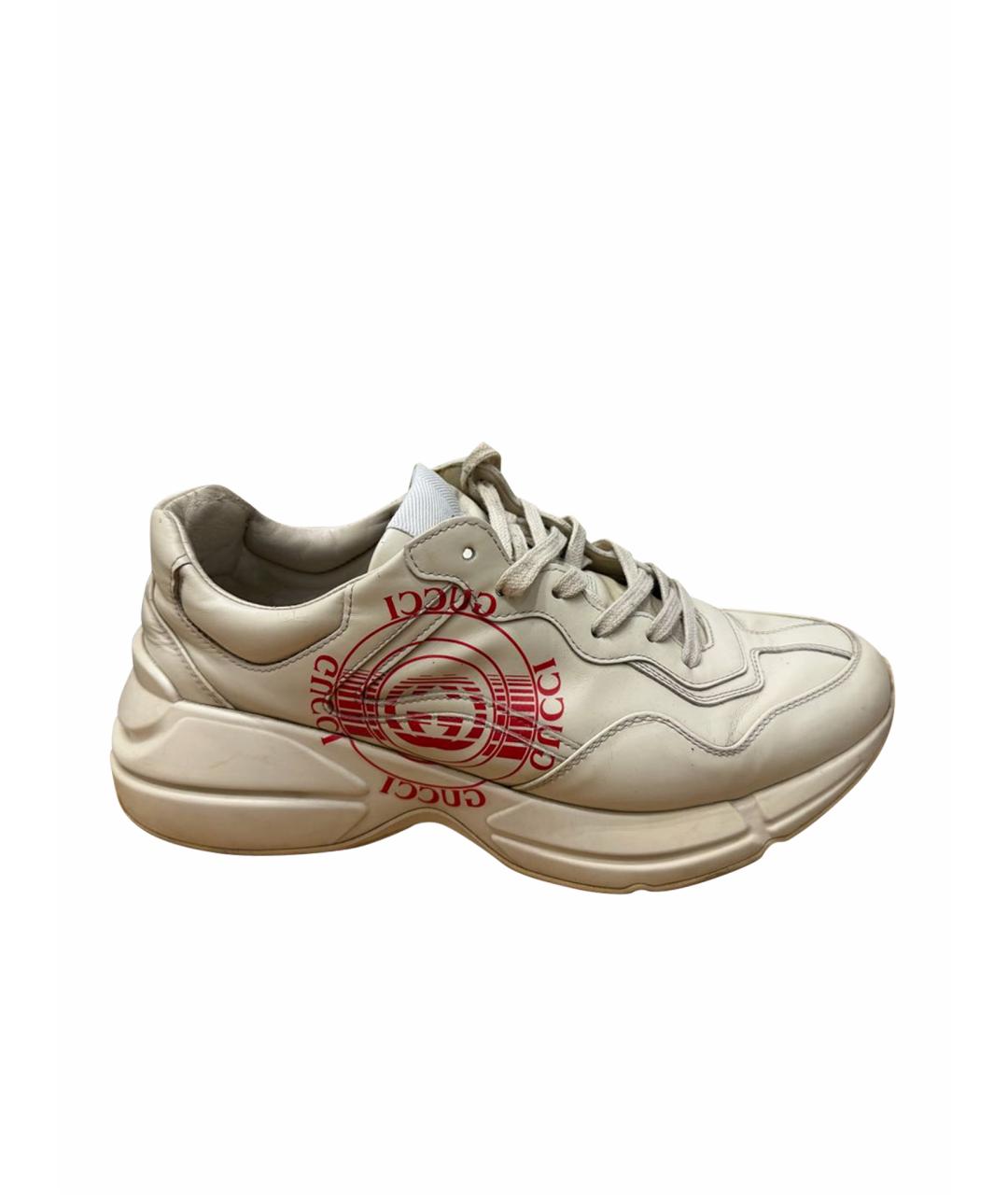 GUCCI Бежевые кожаные низкие кроссовки / кеды, фото 1