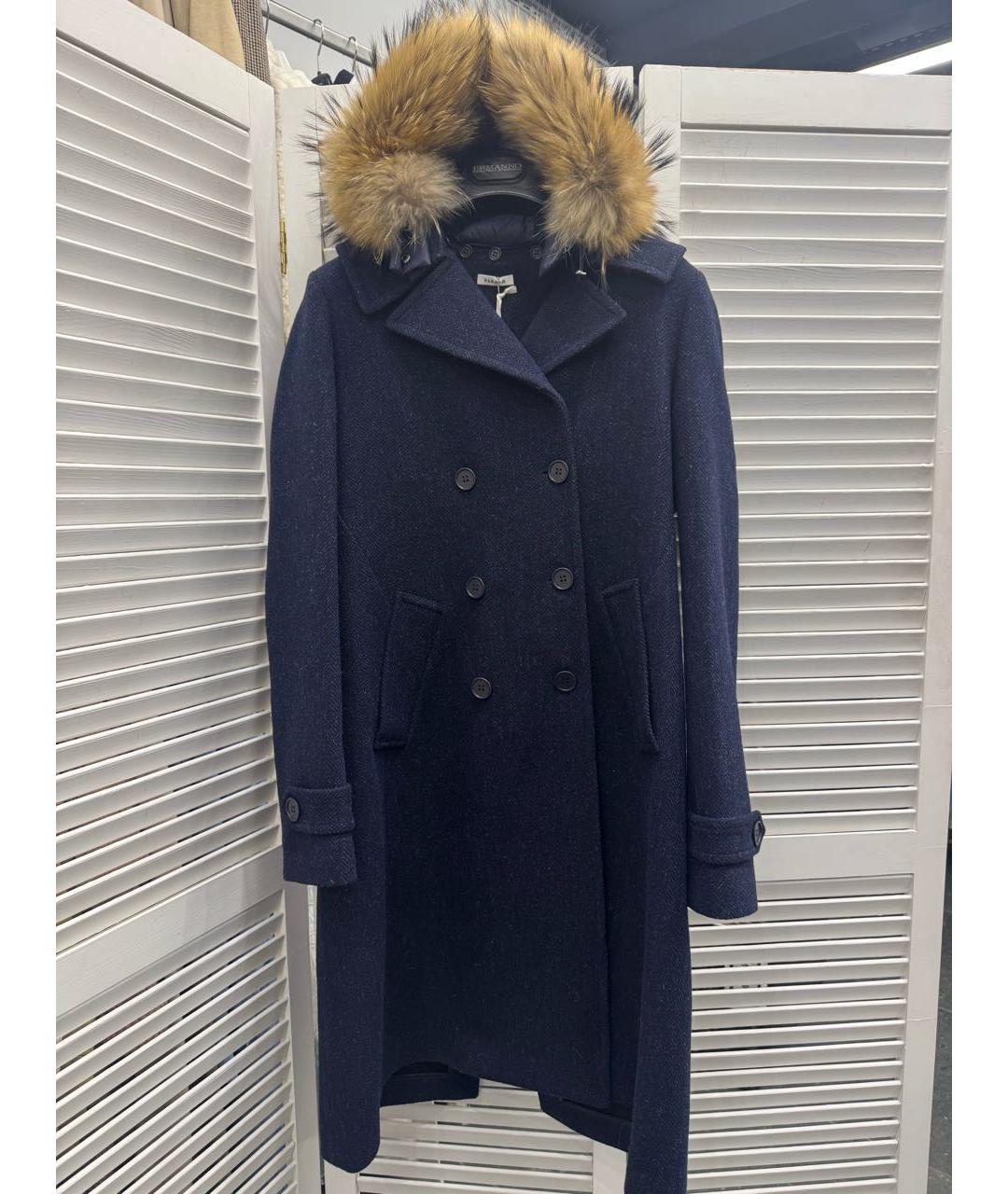 P.A.R.O.S.H. Темно-синее шерстяное пальто, фото 8