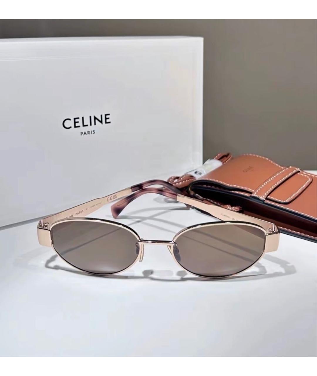 CELINE Золотые металлические солнцезащитные очки, фото 7