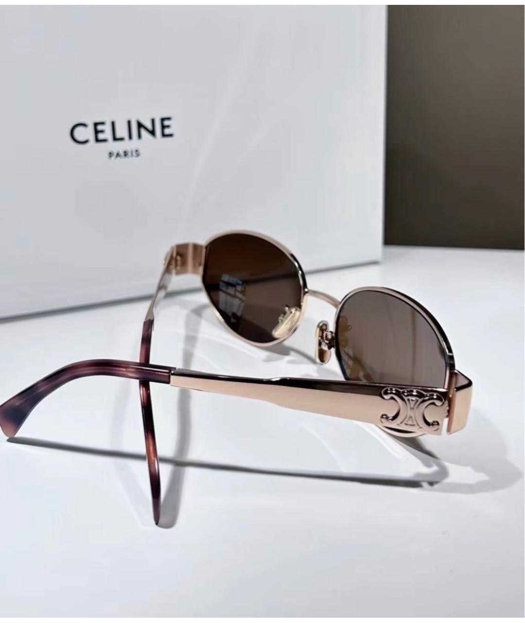 CELINE Золотые металлические солнцезащитные очки, фото 8