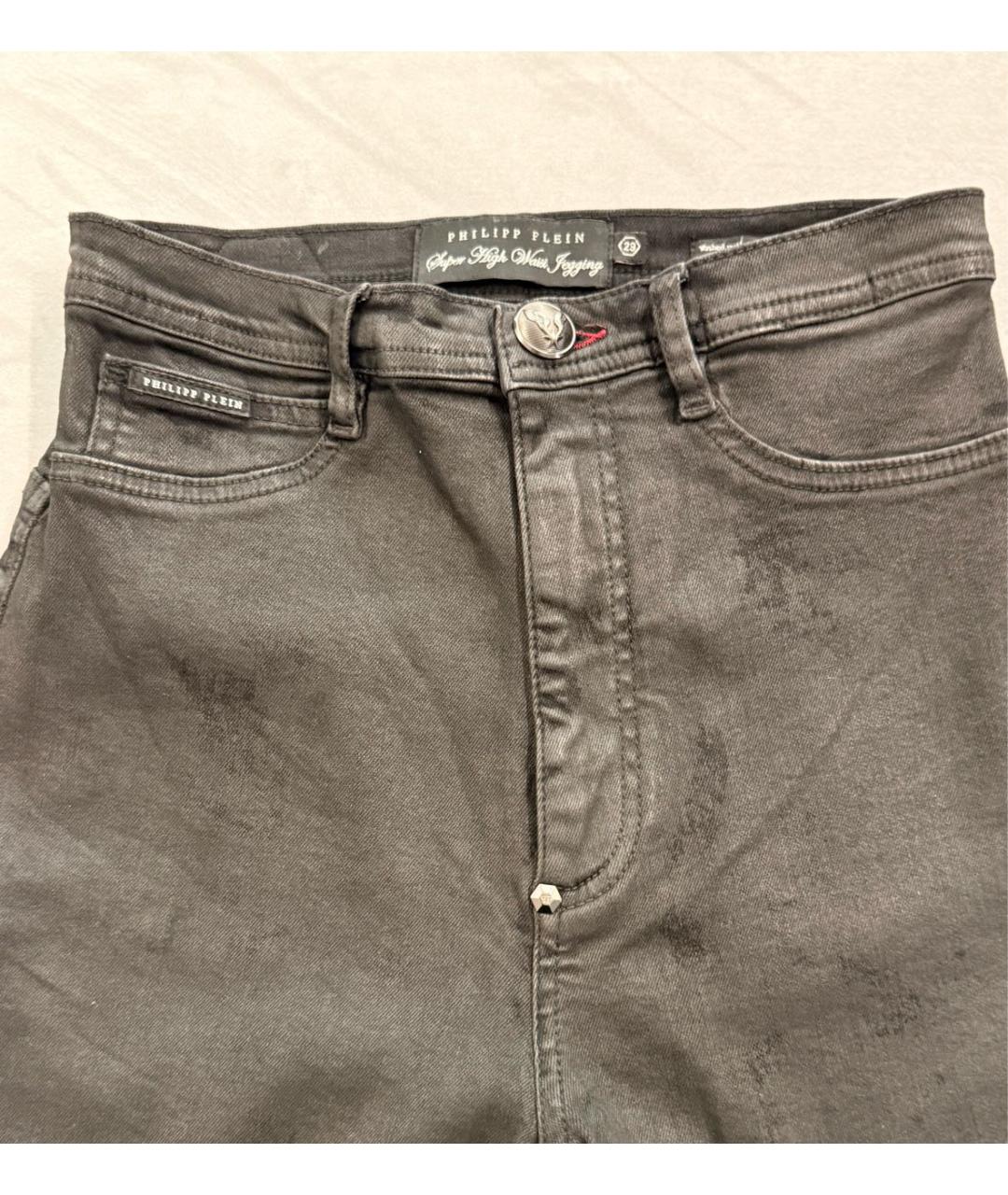 PHILIPP PLEIN Черные хлопко-эластановые джинсы слим, фото 5