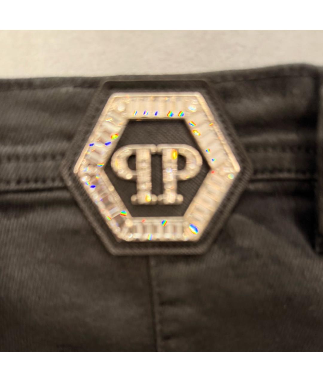 PHILIPP PLEIN Черные хлопко-эластановые джинсы слим, фото 4