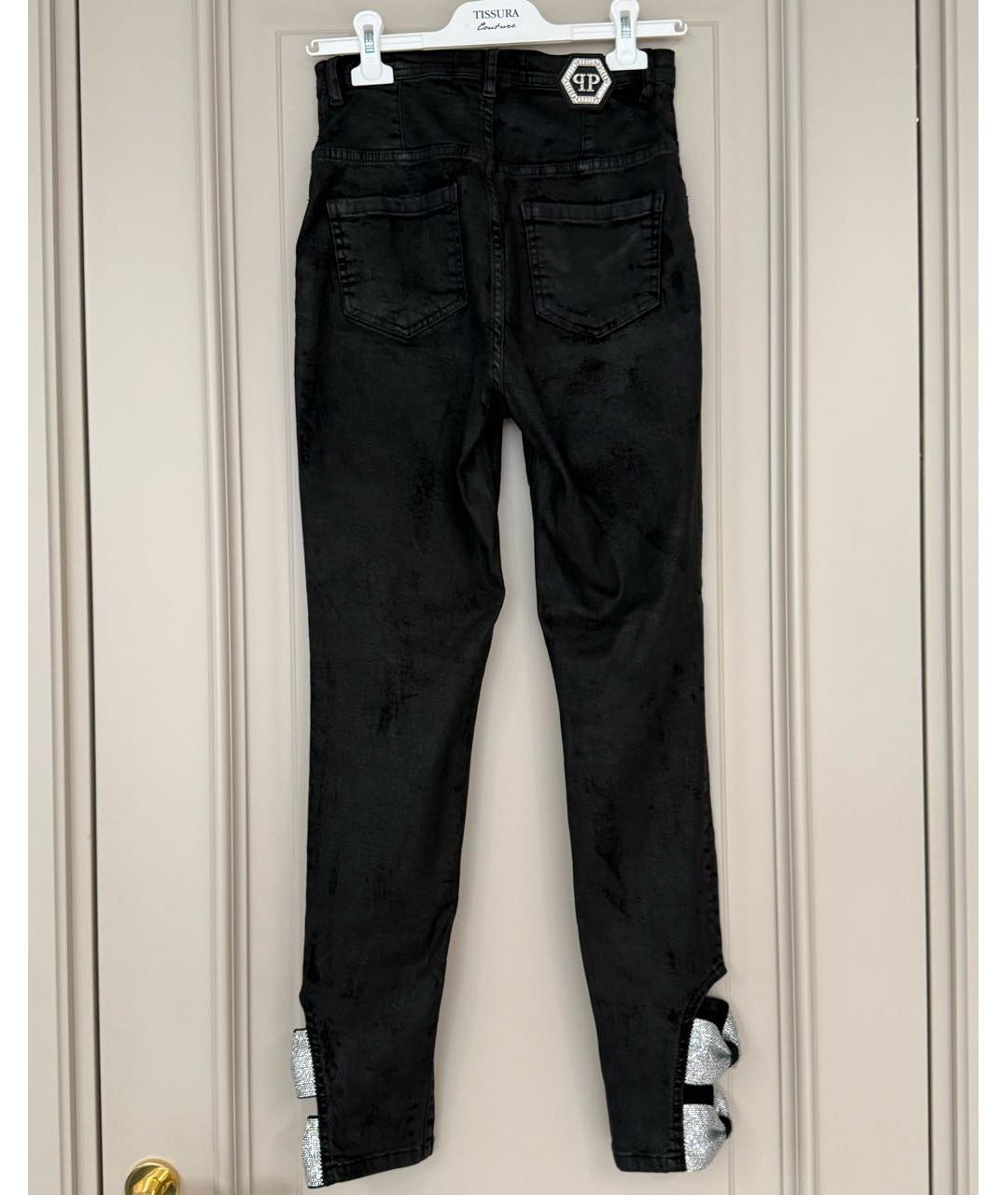 PHILIPP PLEIN Черные хлопко-эластановые джинсы слим, фото 2