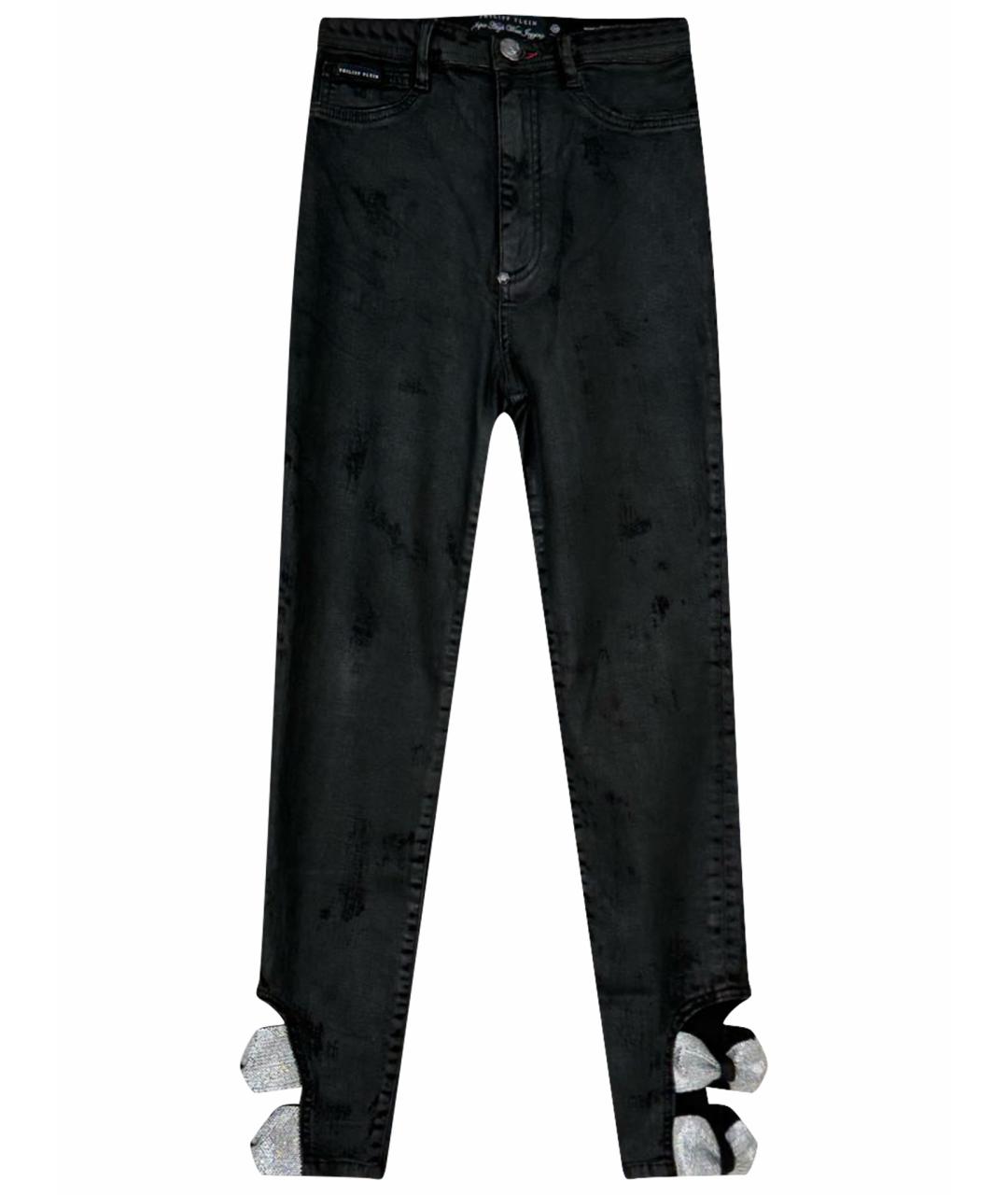 PHILIPP PLEIN Черные хлопко-эластановые джинсы слим, фото 1