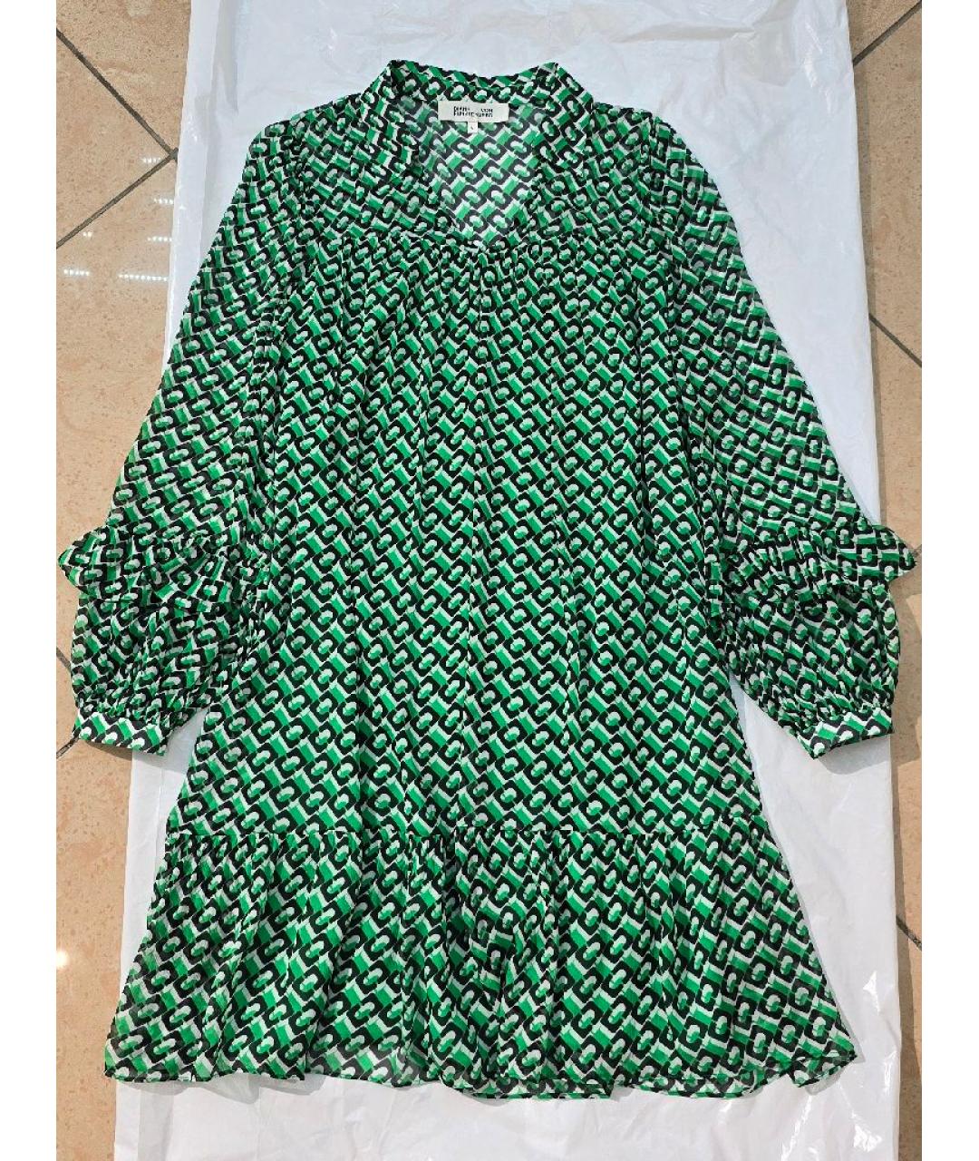 DIANE VON FURSTENBERG Зеленые вискозное повседневное платье, фото 8