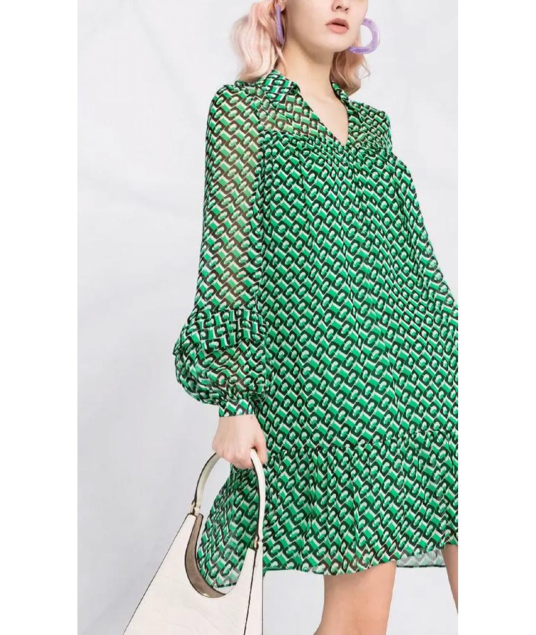 DIANE VON FURSTENBERG Зеленые вискозное повседневное платье, фото 2