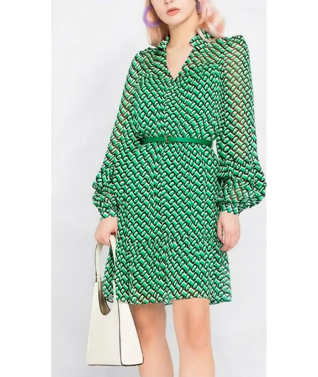 DIANE VON FURSTENBERG Зеленые вискозное повседневное платье, фото 10