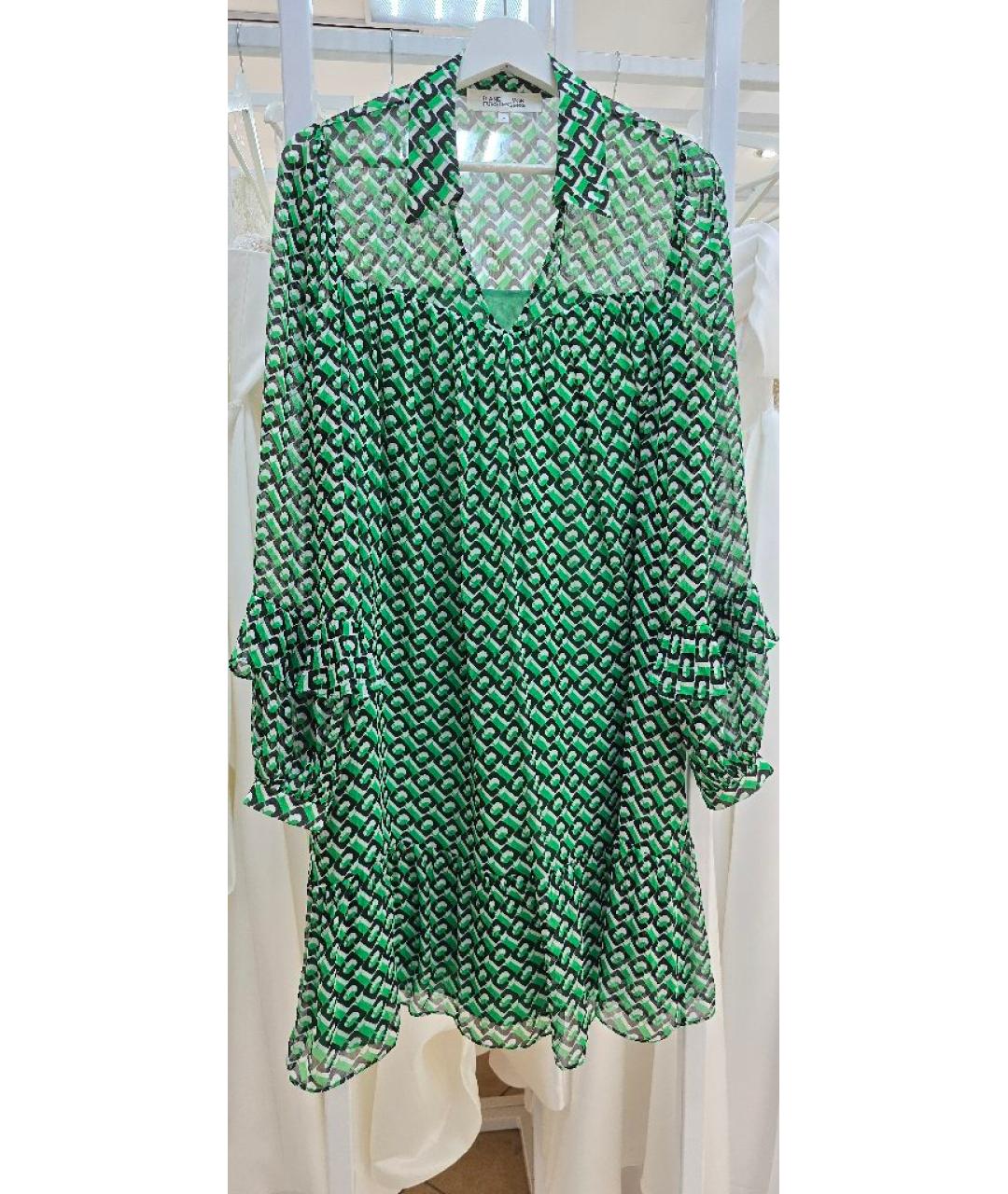 DIANE VON FURSTENBERG Зеленые вискозное повседневное платье, фото 4