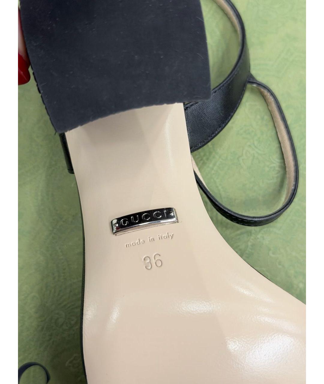 GUCCI Черные кожаные босоножки, фото 5