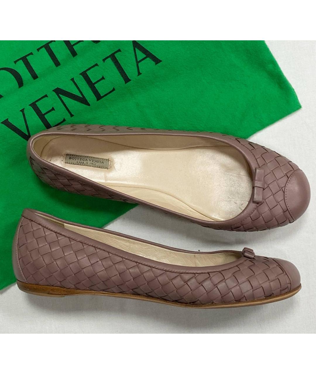 BOTTEGA VENETA Бежевые кожаные балетки, фото 4