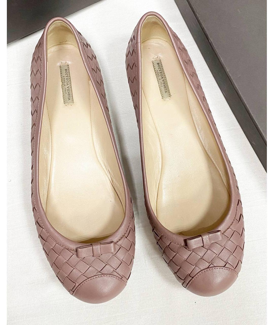 BOTTEGA VENETA Бежевые кожаные балетки, фото 3