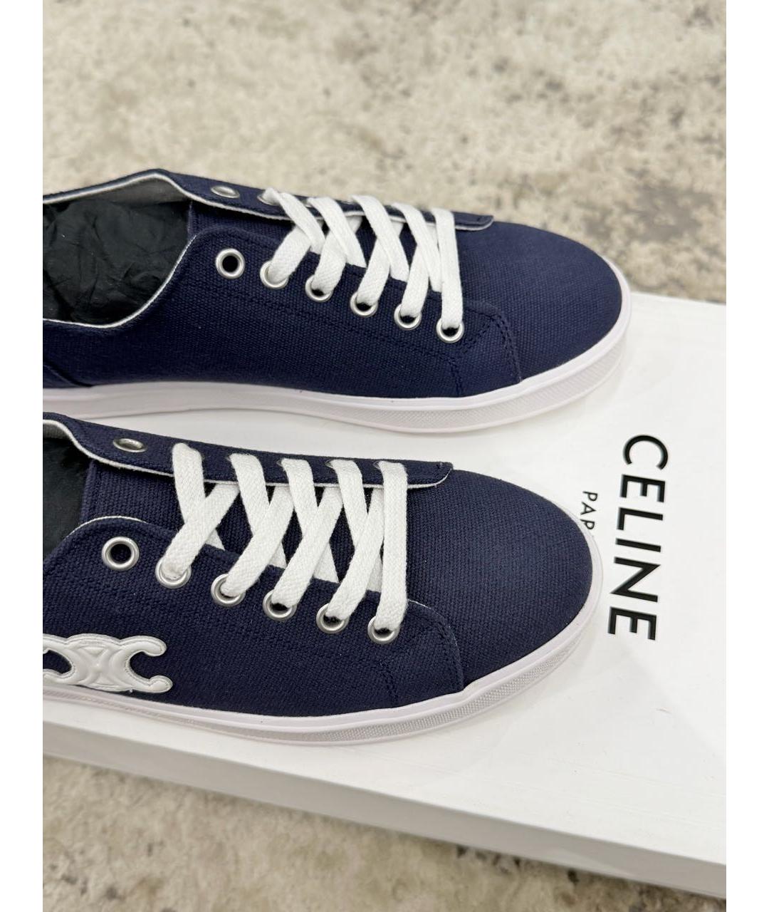 CELINE Темно-синие текстильные кеды, фото 4