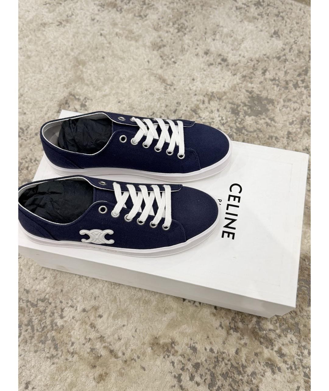 CELINE Темно-синие текстильные кеды, фото 8