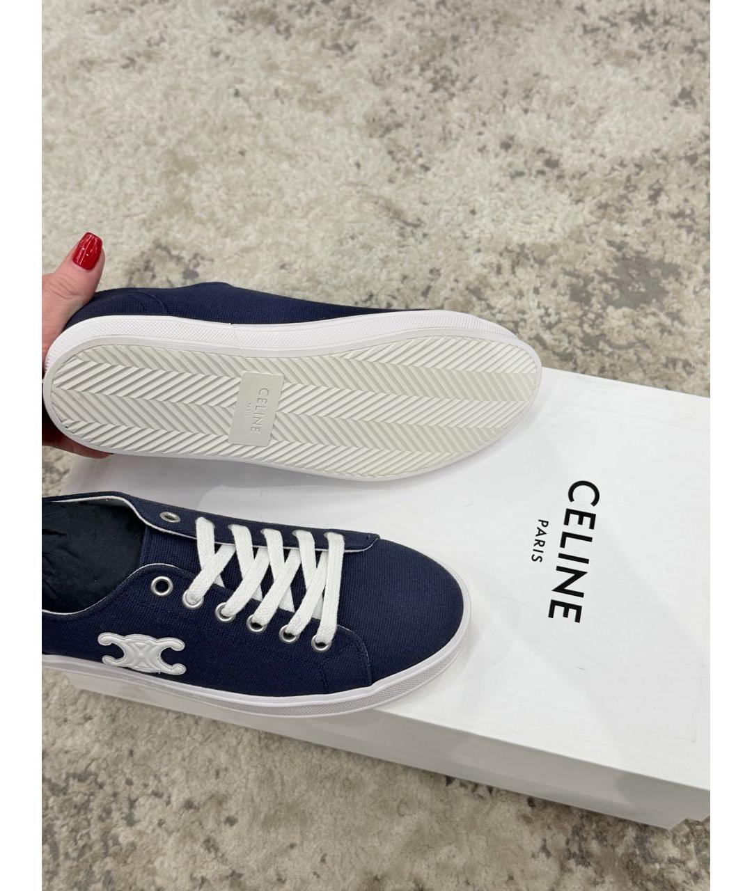 CELINE Темно-синие текстильные кеды, фото 6