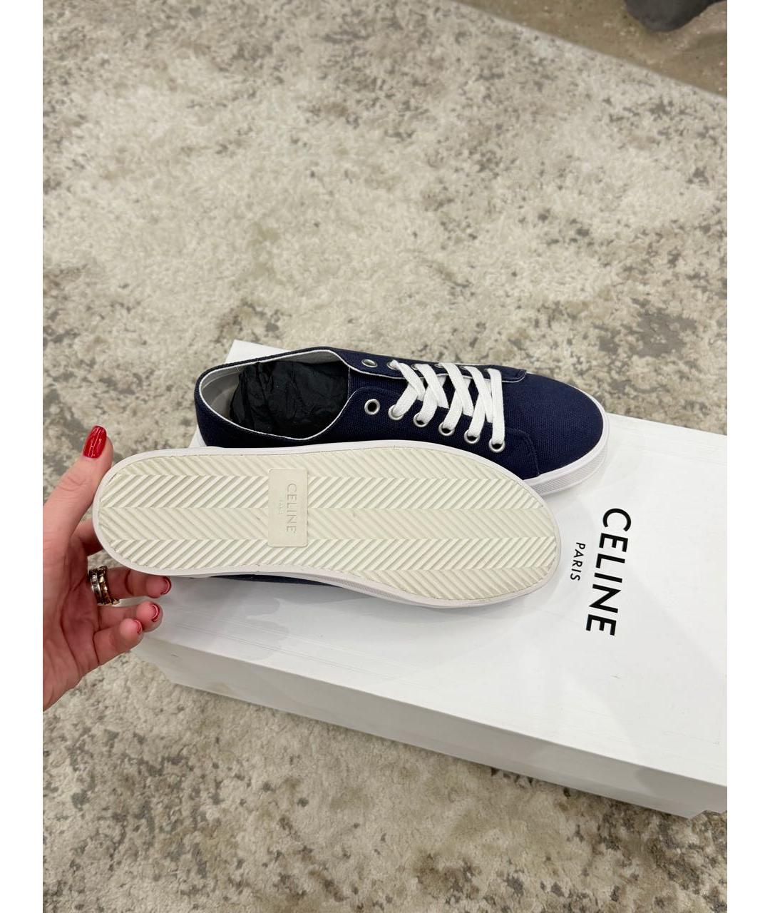 CELINE Темно-синие текстильные кеды, фото 3