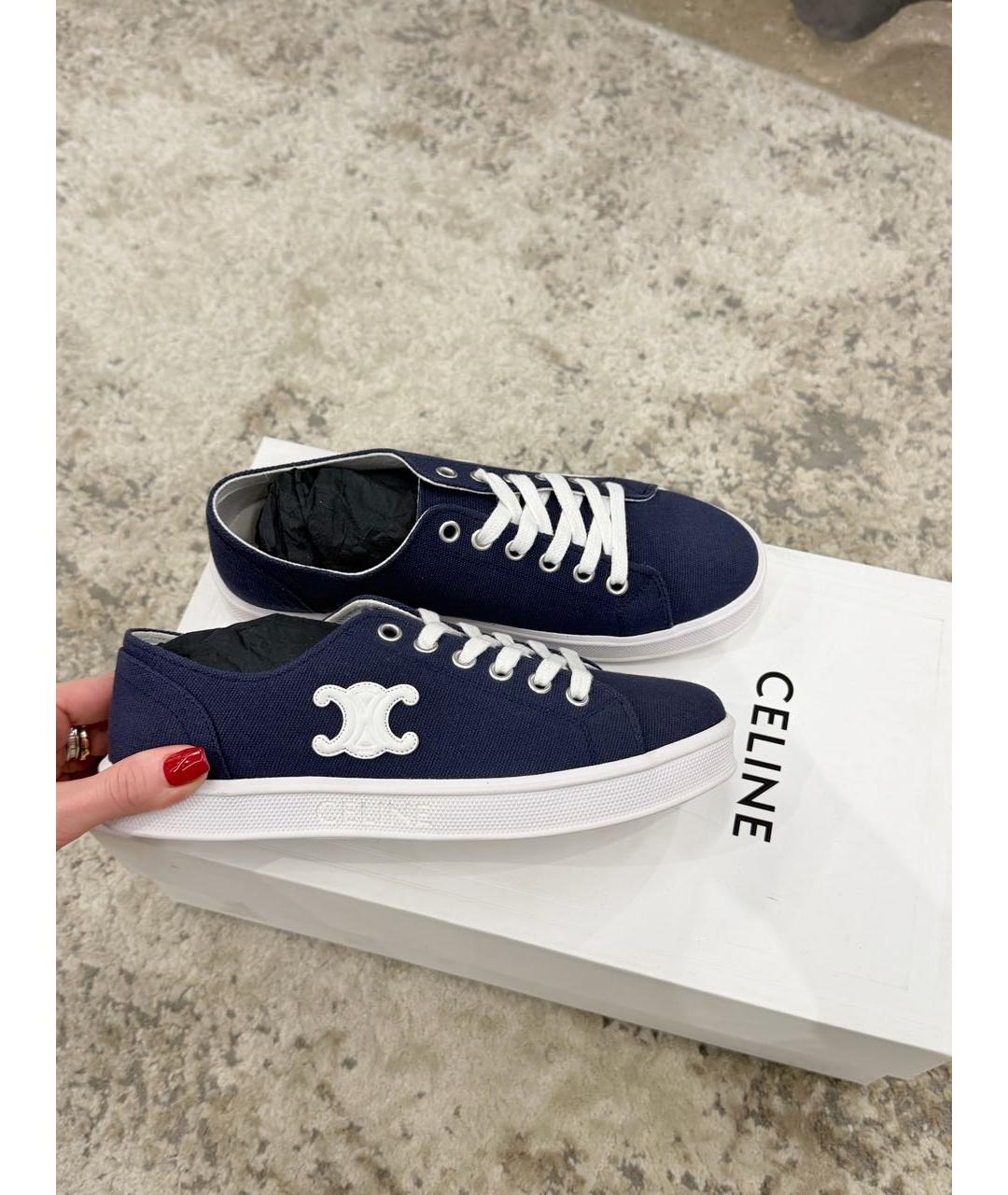 CELINE Темно-синие текстильные кеды, фото 2