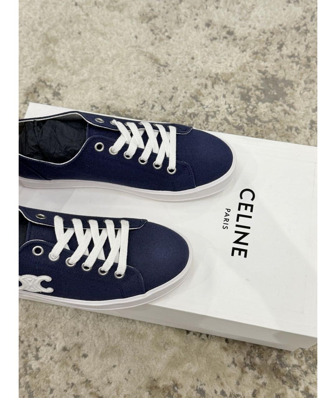 CELINE Темно-синие текстильные кеды, фото 7