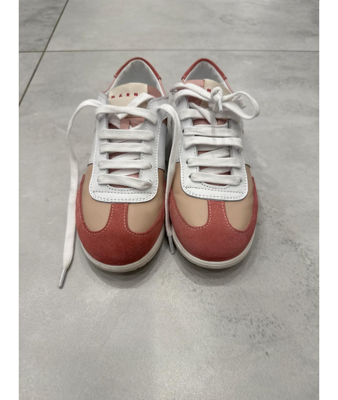 MARNI Розовые кожаные кеды, фото 2