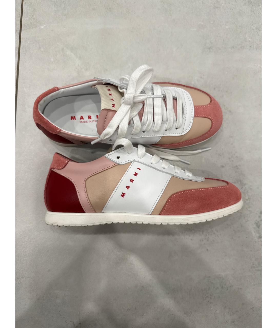 MARNI Розовые кожаные кеды, фото 6