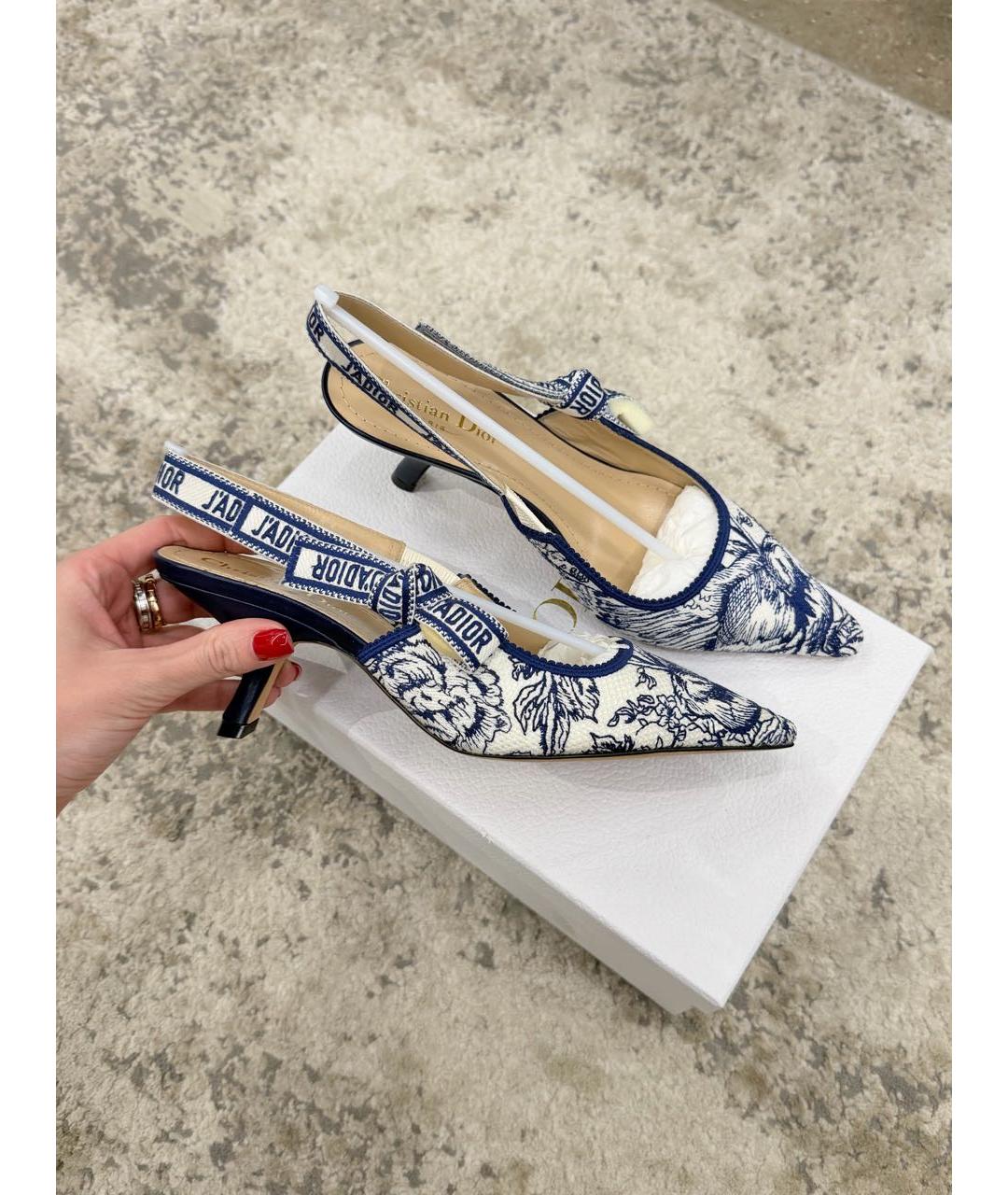 CHRISTIAN DIOR Синие текстильные туфли, фото 3