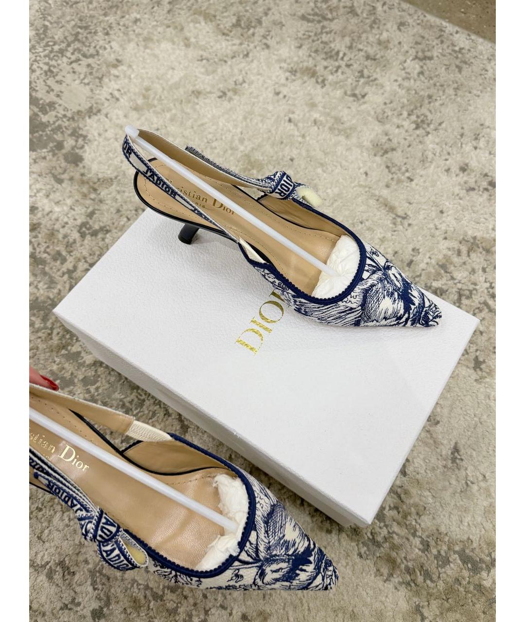 CHRISTIAN DIOR Синие текстильные туфли, фото 4