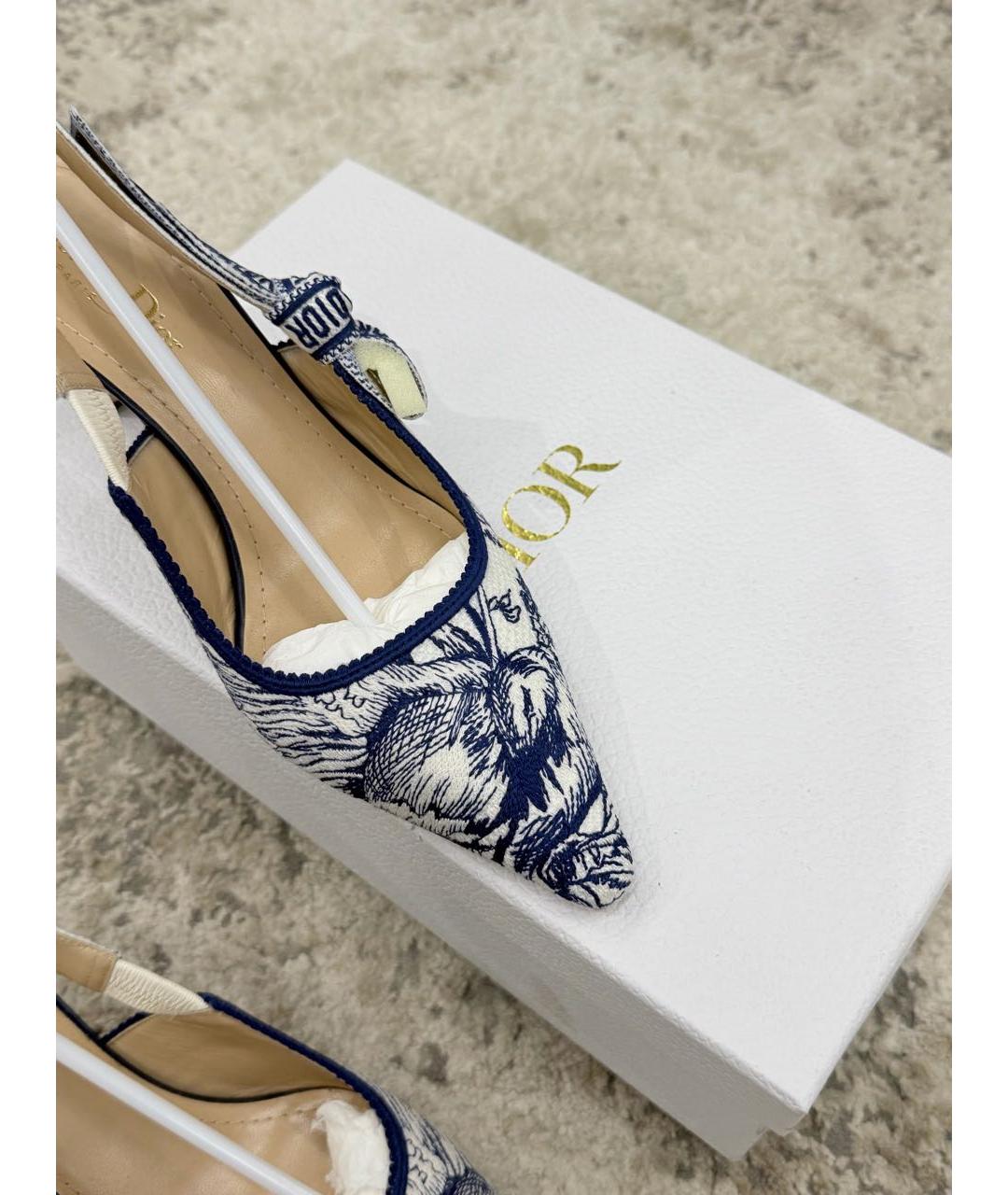 CHRISTIAN DIOR Синие текстильные туфли, фото 5