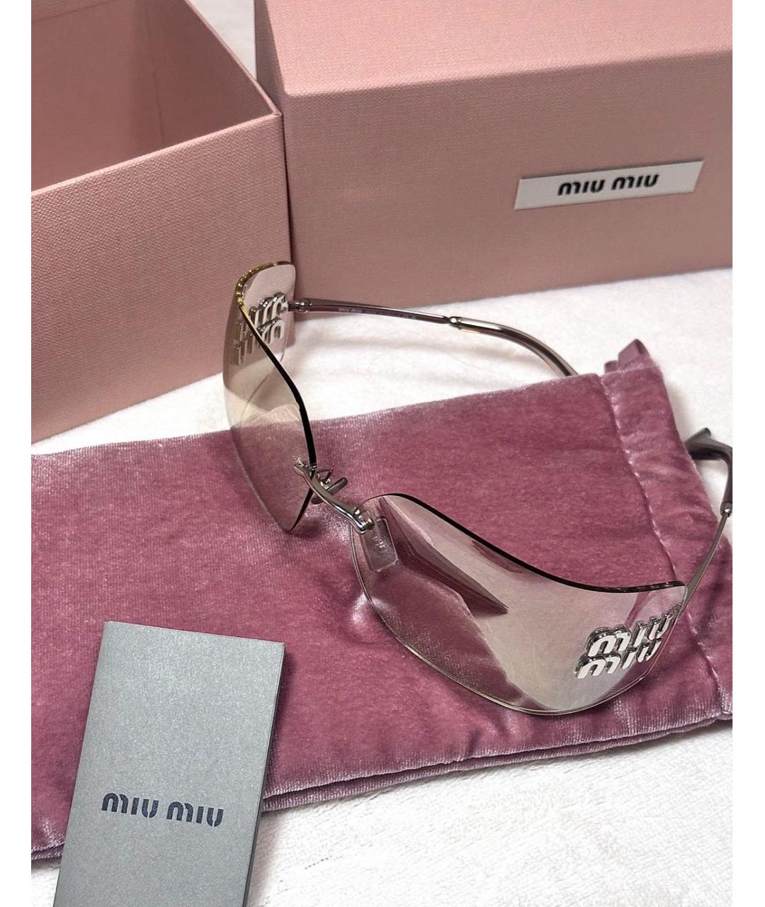MIU MIU Золотые металлические солнцезащитные очки, фото 3